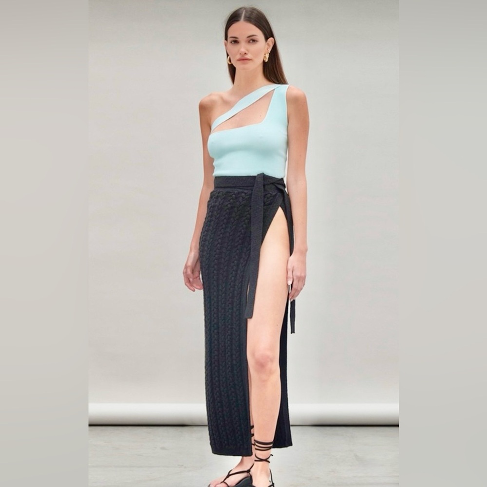 Atoir Zimri Mint One-Shoulder Knit Top in Seafoam - Picture 2 of 7